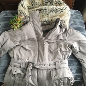 LOFT faux fur hooded winter coat